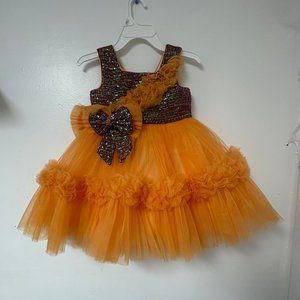 Orange/Green and Black Sparkled Dress